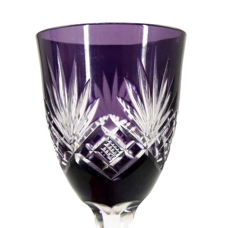 Madeira glass / stemmed glass with overlay, Fritz Heckert, designed by M. Ehring around 1911