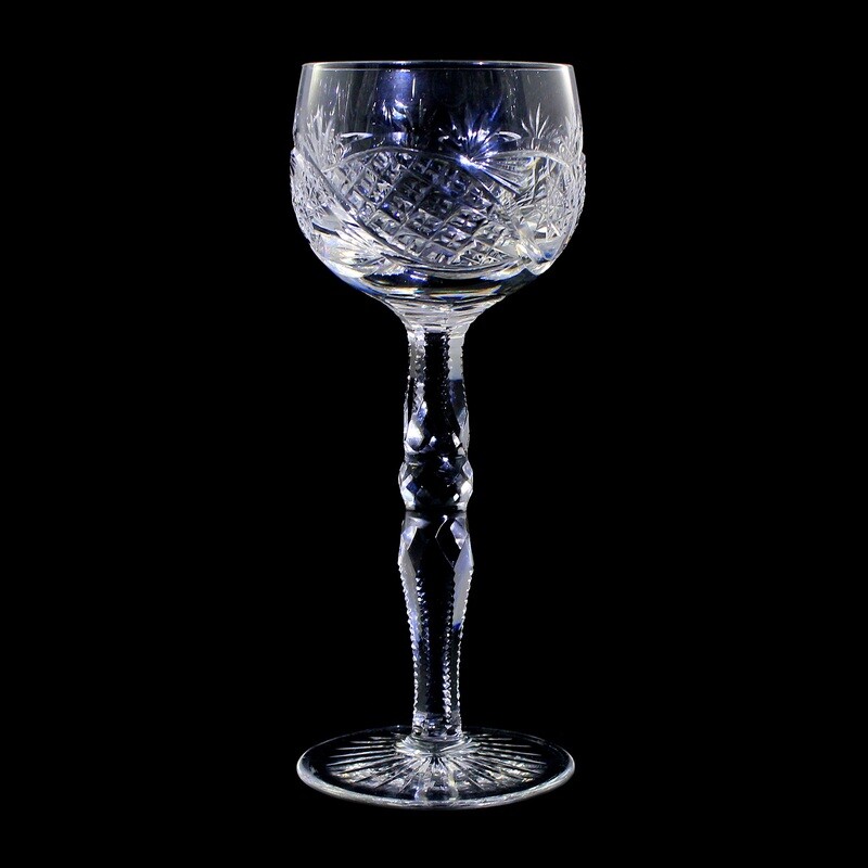 Stem glass made of colorless crystal glass with decorative cut, Fritz Heckert around 1910