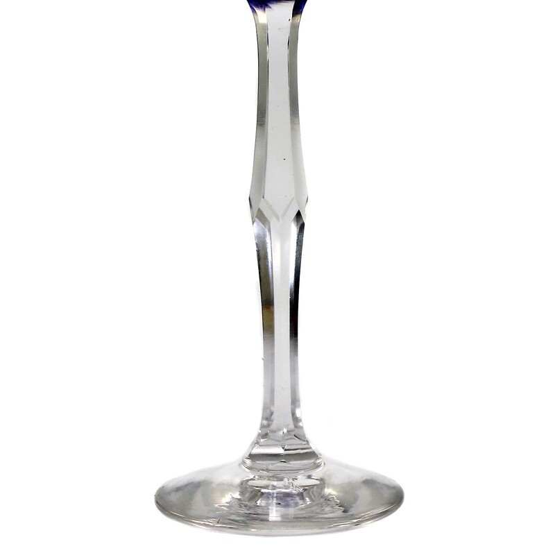 Rare stem glass with blue overlay and decorative cut, Villeroy &amp; Boch
