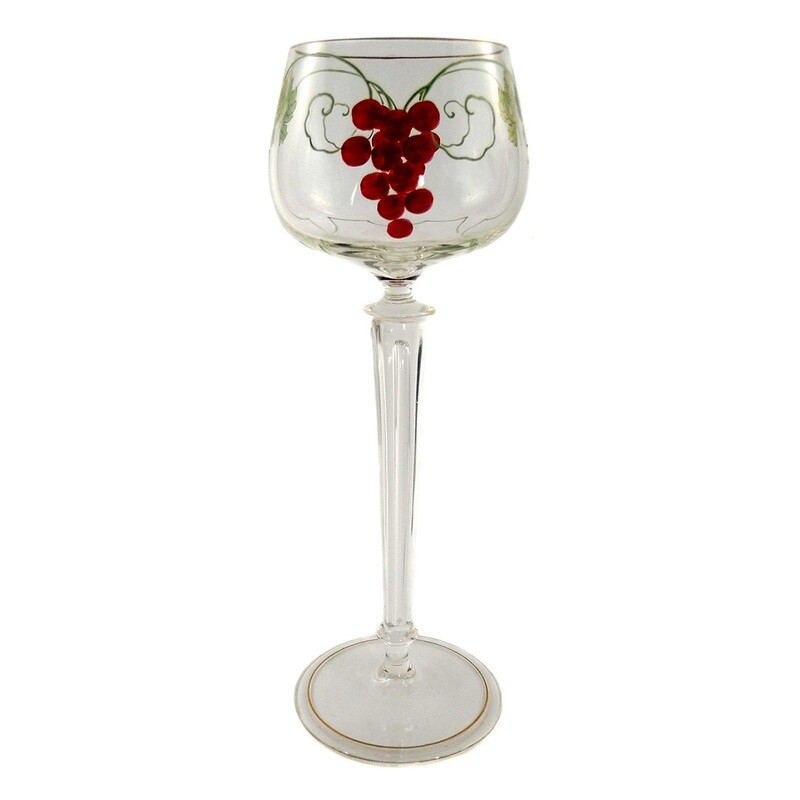 1st of 2. Stem glass with enamel painting, Fritz Heckert, designed by Ludwig Sütterlin