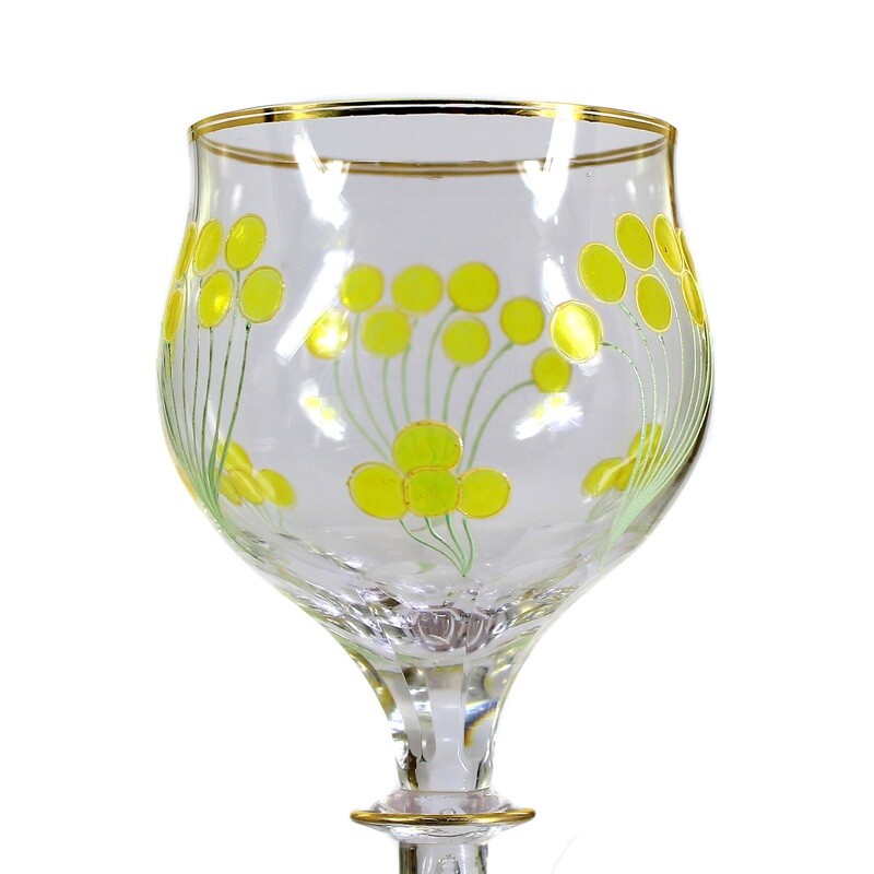 Wine glass with transparent and relief enamel, Fritz Heckert, designed by Sütterlin