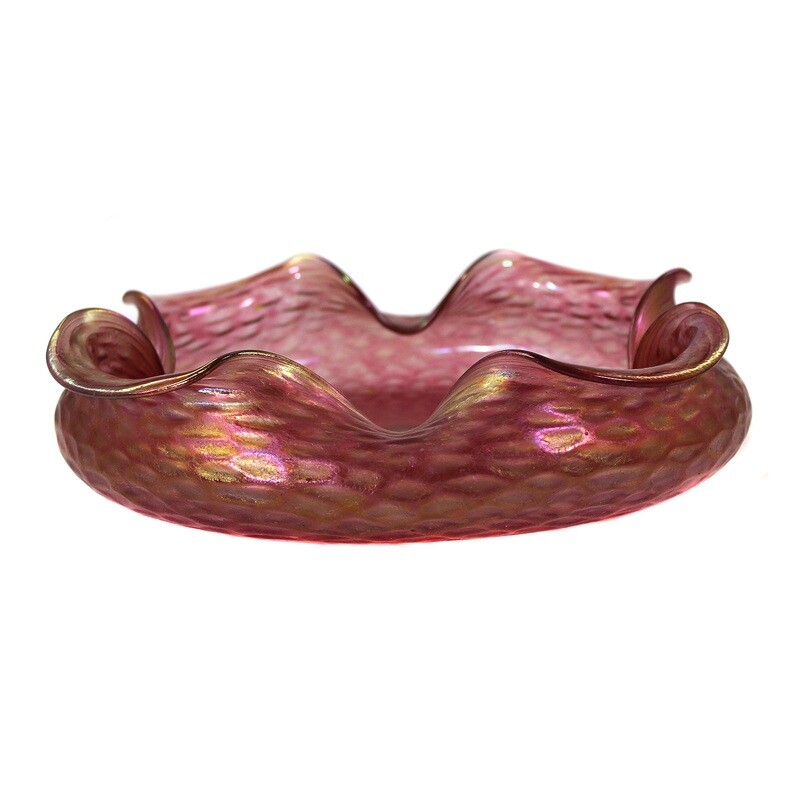 Large bowl with quadruple lobed edge and Martele optics, Fritz Heckert