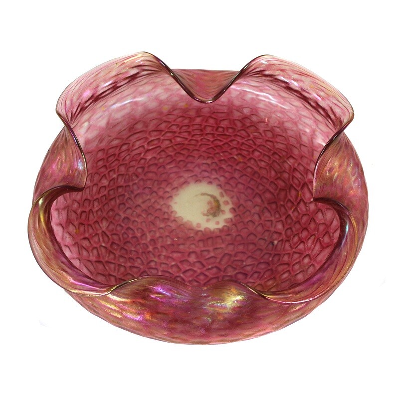 Large bowl with quadruple lobed edge and Martele optics, Fritz Heckert