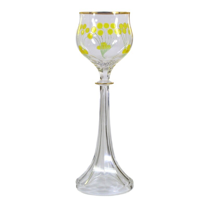 Wine glass with transparent and relief enamel, Fritz Heckert, designed by Sütterlin