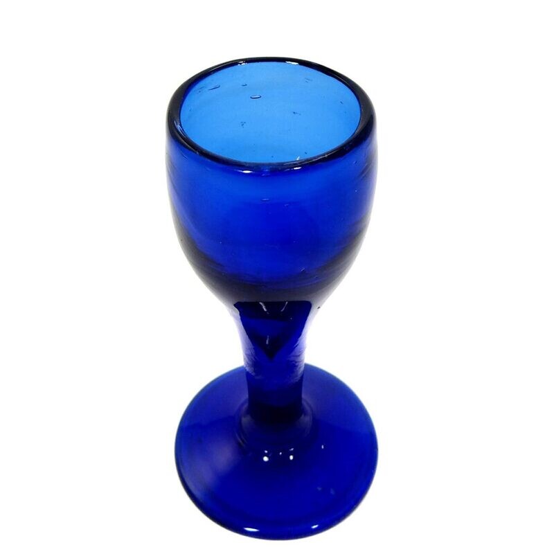 Club-shaped shot glass made of cobalt blue glass, North German, early 19th century. of the 19th century