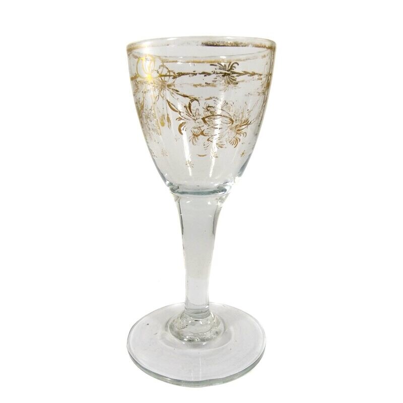 Goblet glass with floral gold painting, Giant Mountains 1/4 of the 19th century.