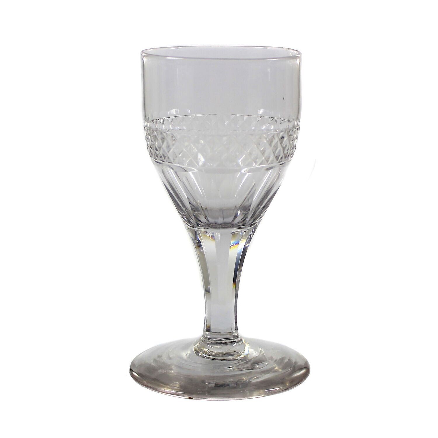 North German goblet glass with multi-faceted shaft, early 19th century.