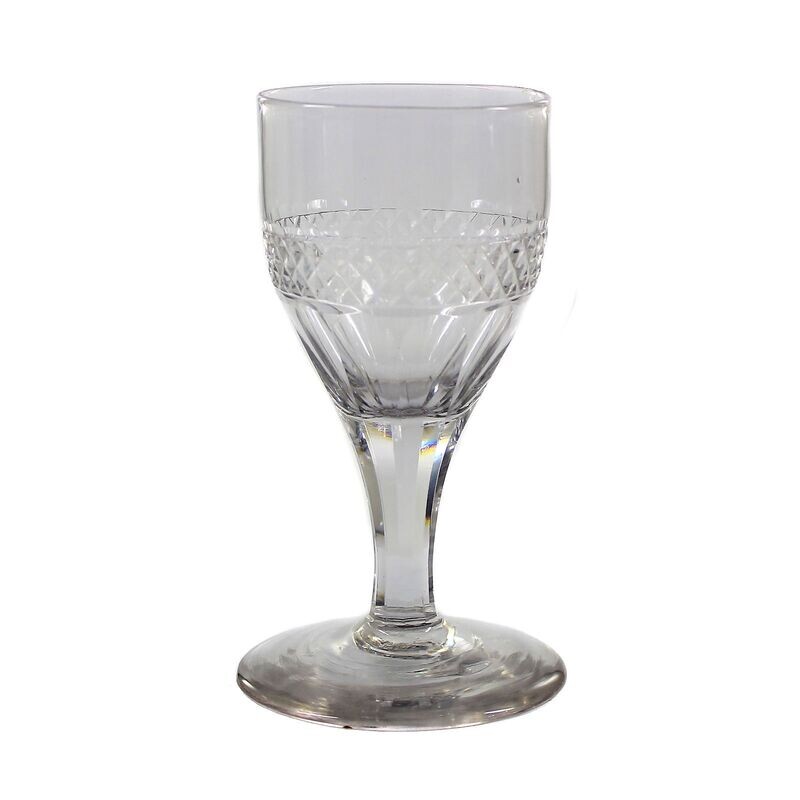 North German goblet glass with multi-faceted shaft, early 19th century.
