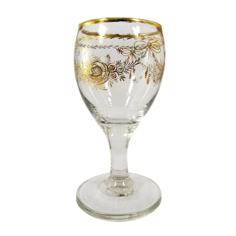 Goblet glass with floral gold painting, Giant Mountains 1/4 of the 19th century.