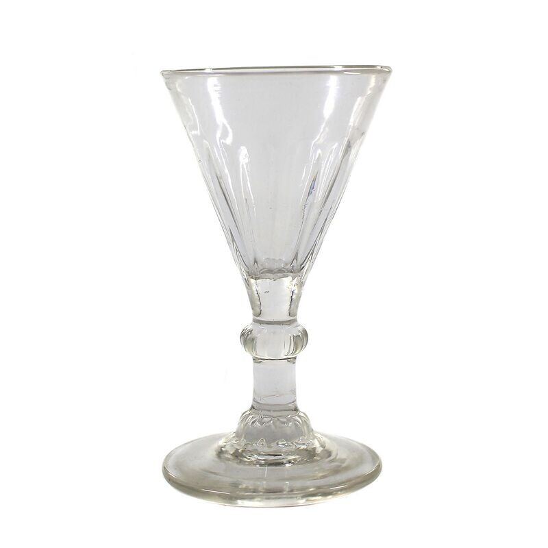 Goblet glass with optically ribbed cup, France or Belgium, beginning. 19th century