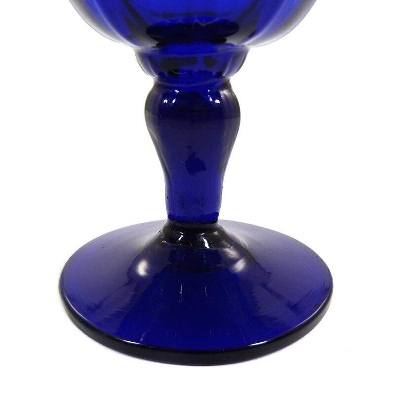 Foot bowl made of cobalt blue demolition glass, North German, 1st half of the 19th century.