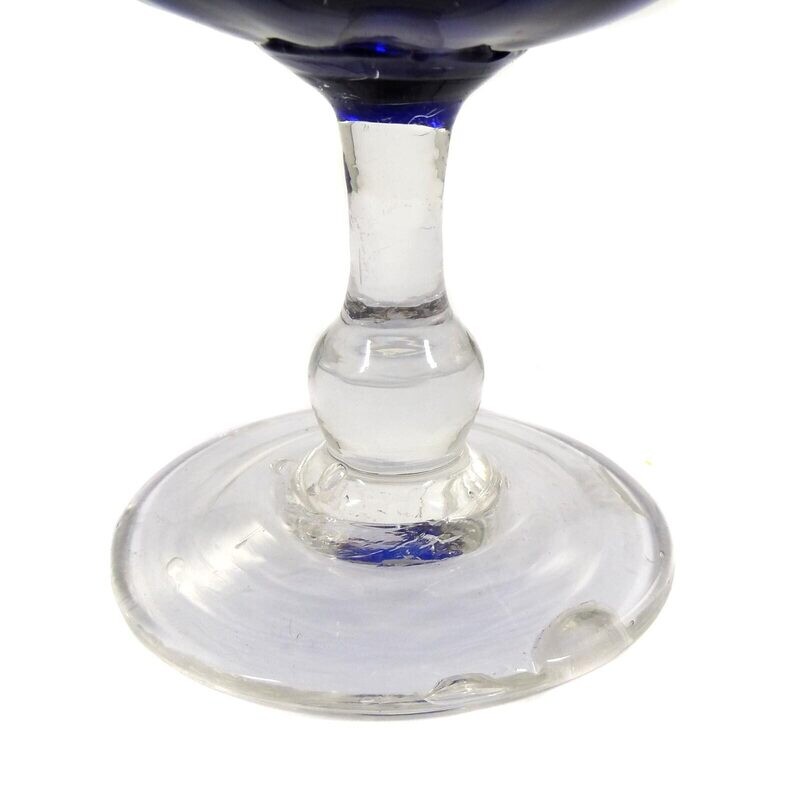Footed bowl made of cobalt blue demolition glass, North German, 1st half of the 19th century.
