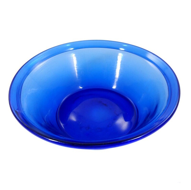 Bowl with folded rim made of blue glass, Middle German, beginning. of the 19th century