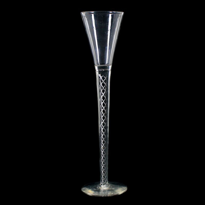 1st of 4. Tall English thread glass with air filigree, early 19th century.