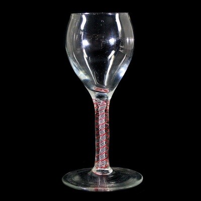Kelchglas / Fadenglas mit roten &amp; weissen Glasfäden, Ende des 18.Jh.