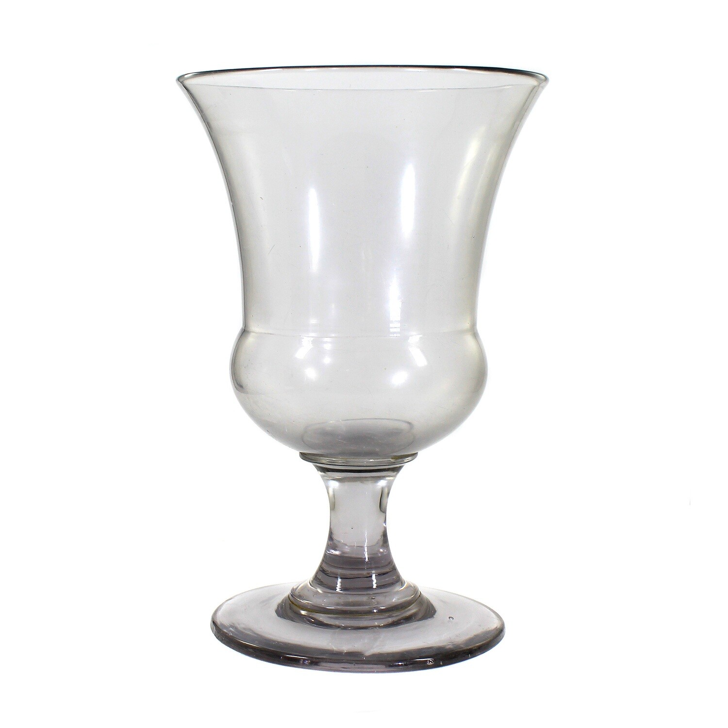 Large crater vase made of slightly gray glass with a demolition, 19th century.