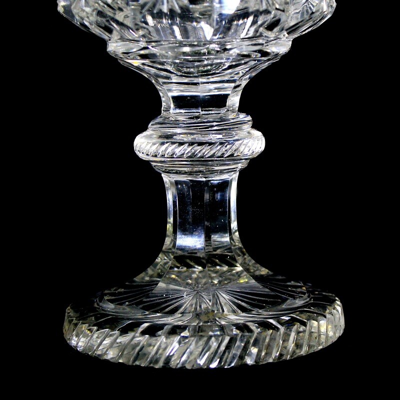 Tall lidded cup made of colorless glass with multiple peeled walls, Bohemia