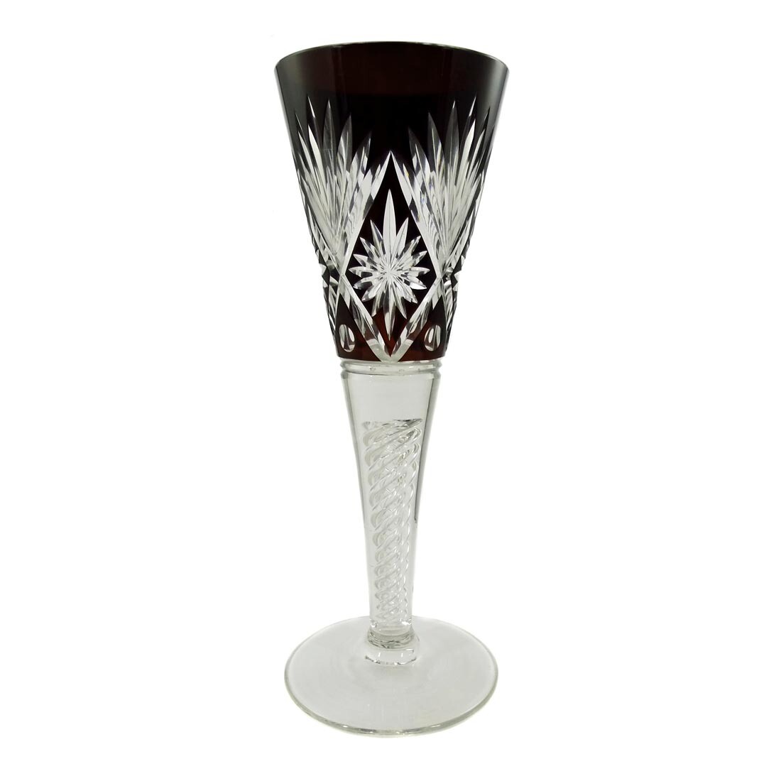 Large cup with air filigree and ruby red overlay, Val St. Lambert around 1920