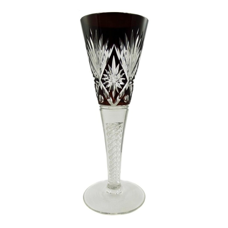 Large cup with air filigree and ruby red overlay, Val St. Lambert around 1920