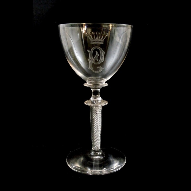 1st of 12. Liqueur glass with air feather from the Rheinische Glashütte, Wilhelm series