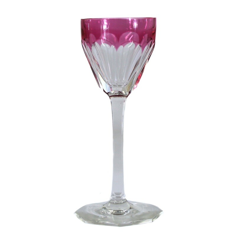 Liqueur glass made of colorless crystal glass with overlay, Theresienthal, Hansa series