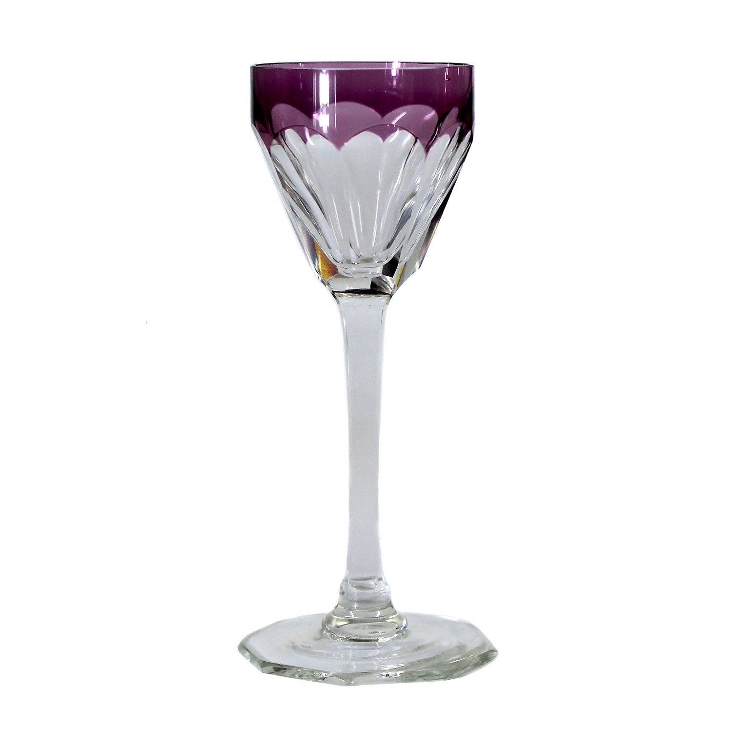 Liqueur glass made of colorless crystal glass with overlay, Theresienthal, Hansa series