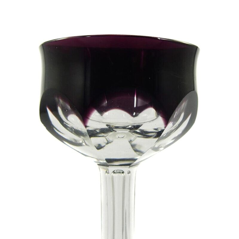 Stem glass / liqueur glass with pierced air bubble &amp; ruby red overlay, V&amp;B