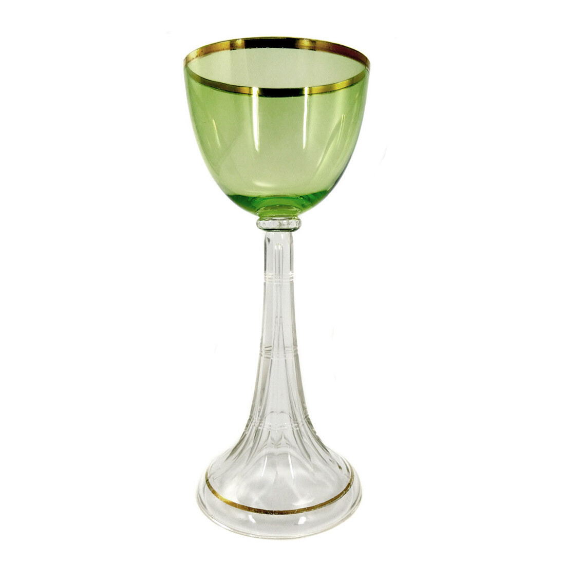 Wine glass with trumpet base and light green bowl, rain hut around 1900