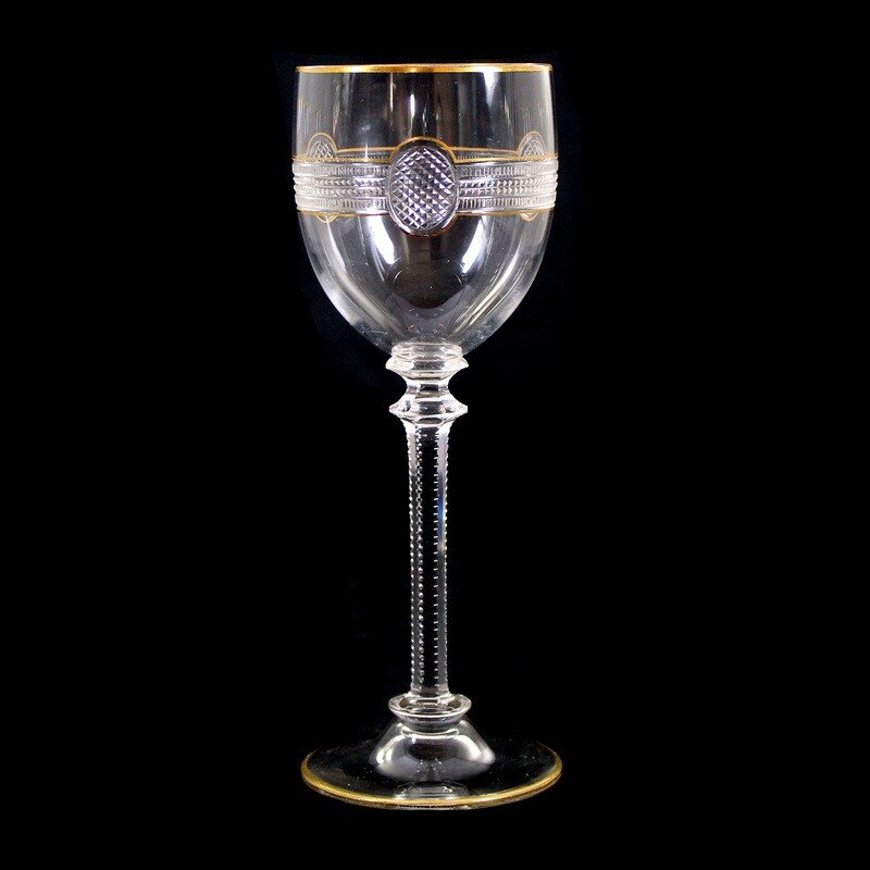 1. von 7. Stem glass made of colorless glass with stone cut decoration around 1890