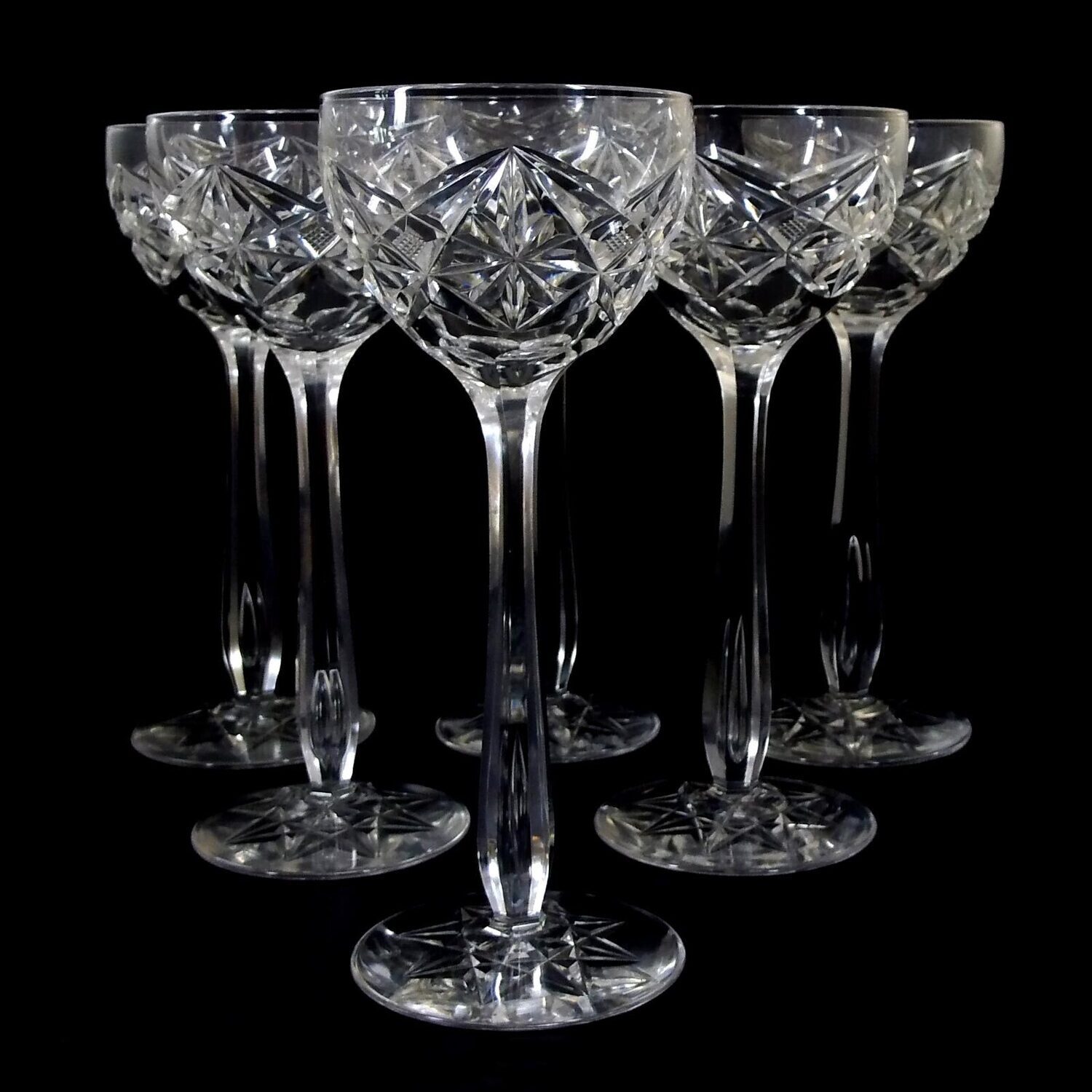 6 stem glasses made of crystal glass, Etna series, Val St. Lambert around 1920-25