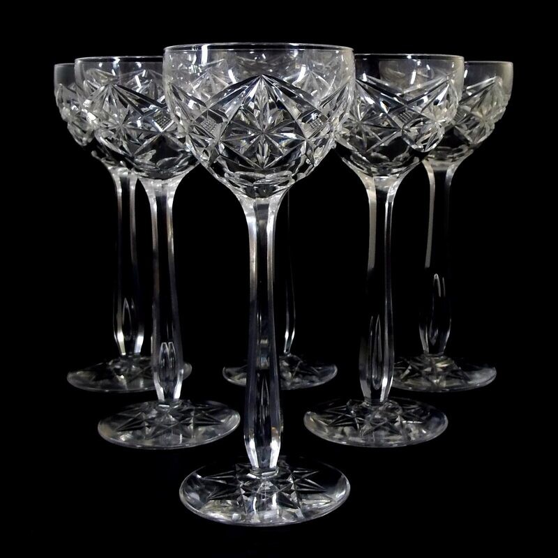 6 stem glasses made of crystal glass, Etna series, Val St. Lambert around 1920-25