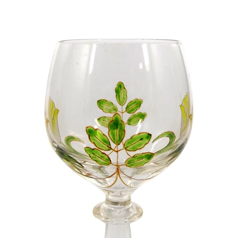 Stem glass with transparent painting, baluster shaft with air bubble, Theresienthal