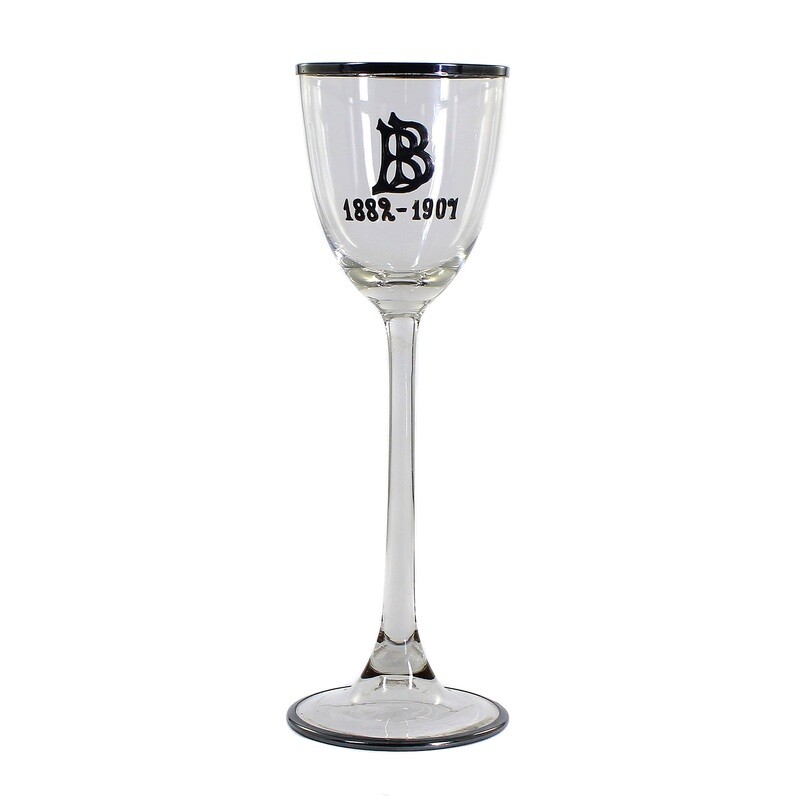 Stem glass with silver base and lip rim and monogram BB, Theresienthal