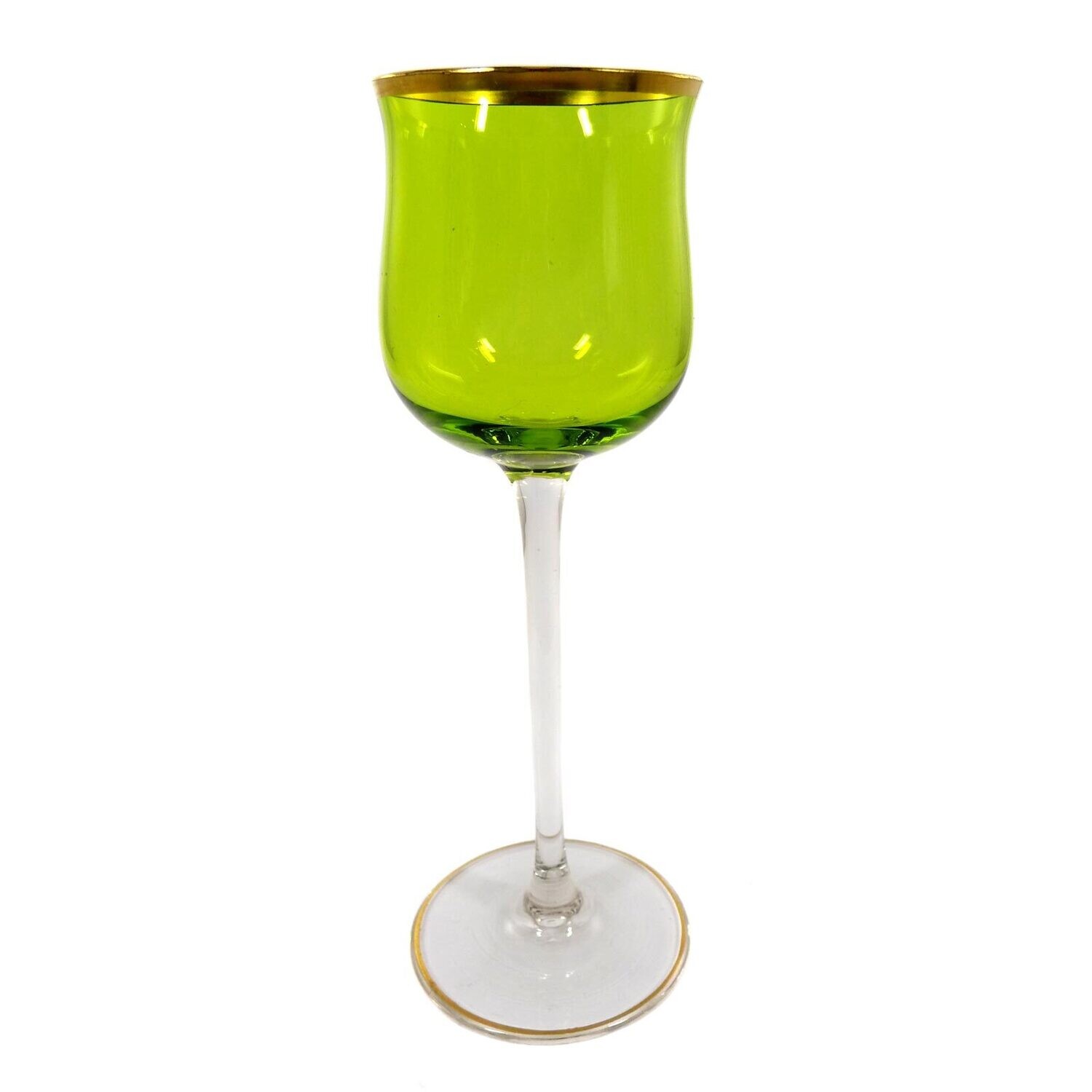Stem glass with a pistache-colored cup, Meyr&#39;s nephew around 1900