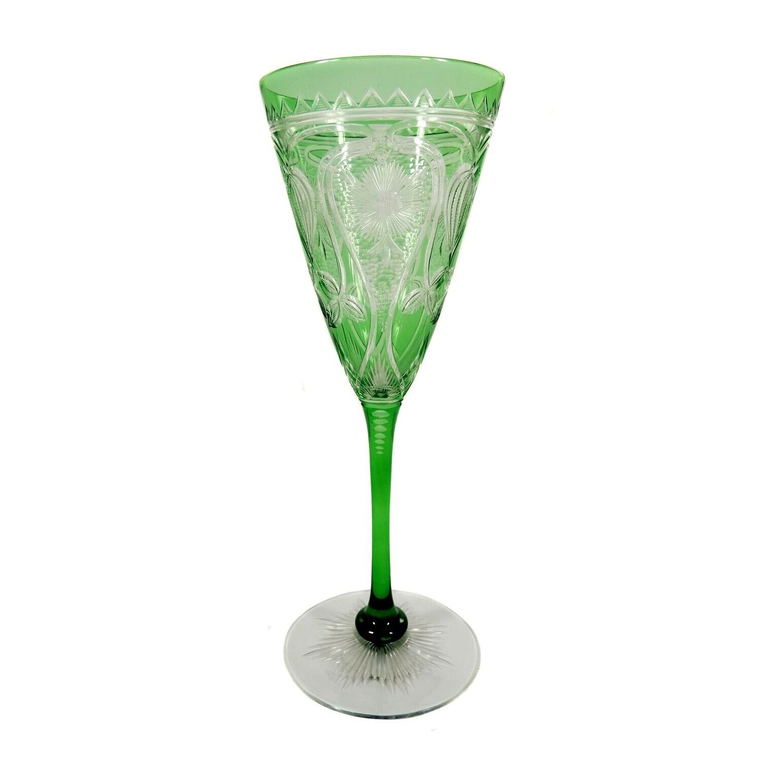 Stem glass with floral decorative cut, Stevens and Williams, 1890