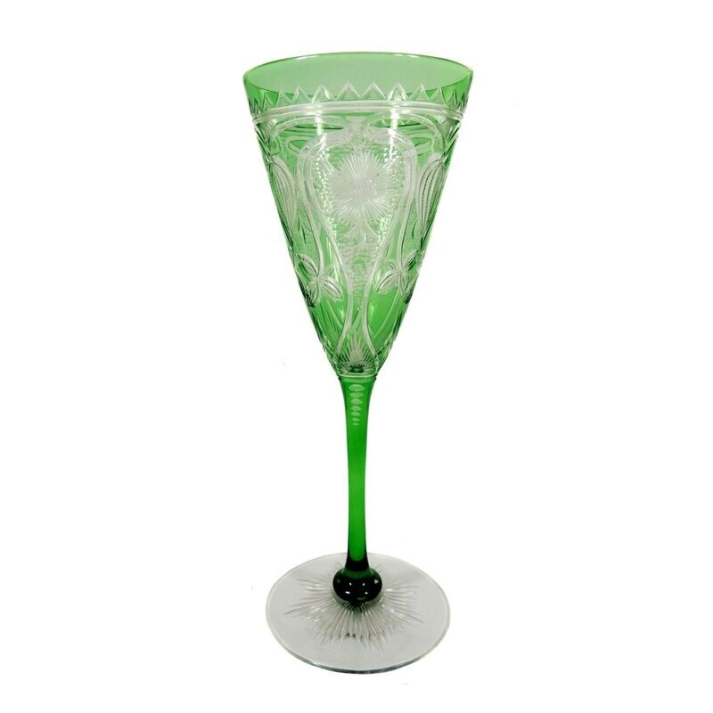 Stem glass with floral decorative cut, Stevens and Williams, 1890