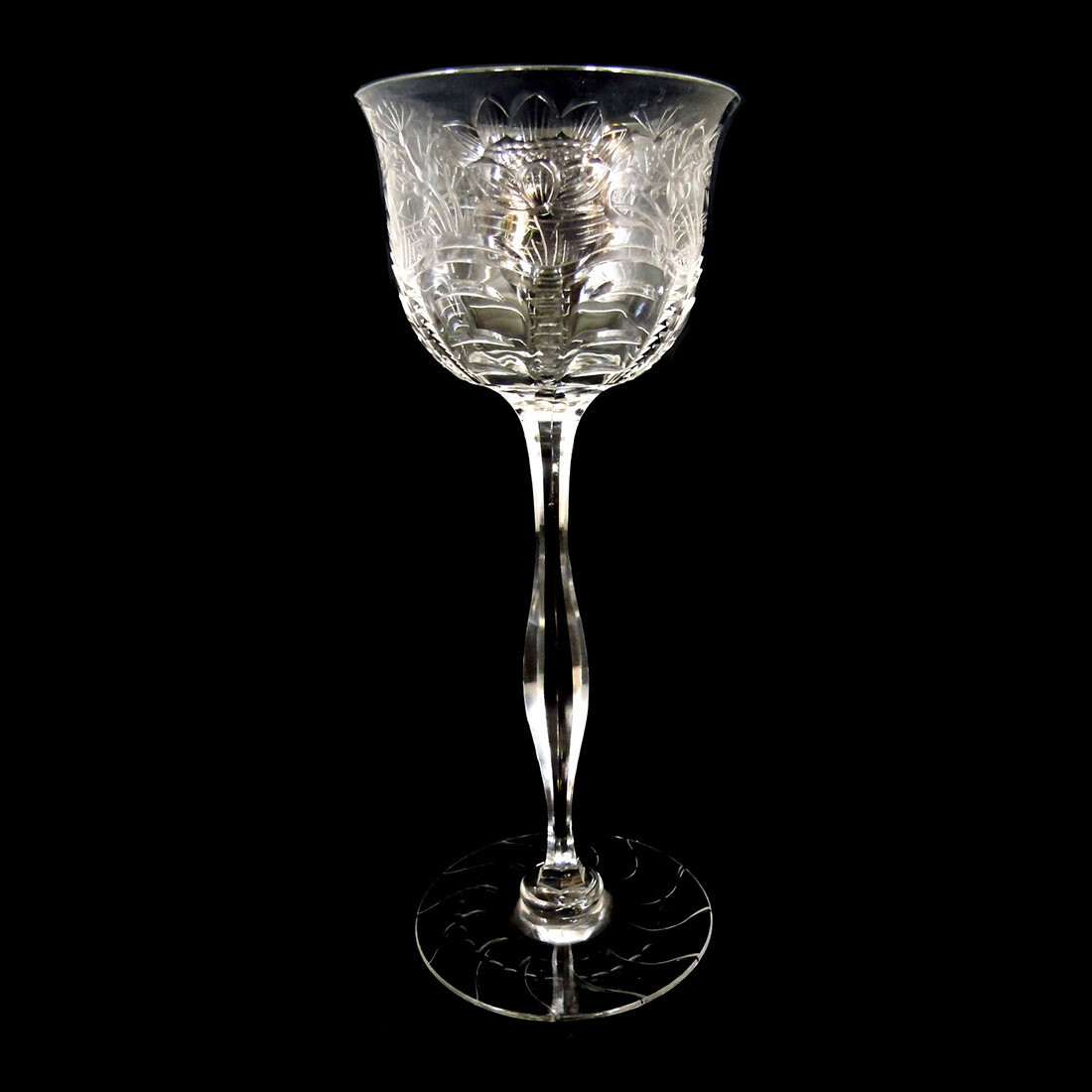 Stem glass with water lily pond, Thomas Webb &amp; Sons around 1910, signed