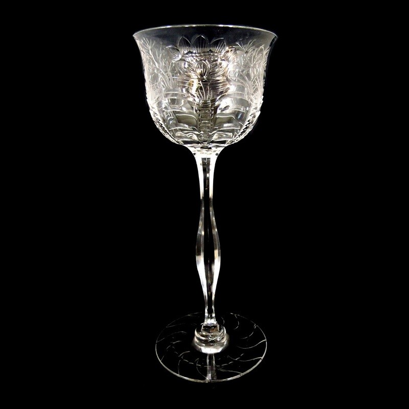 Stem glass with water lily pond, Thomas Webb &amp; Sons around 1910, signed