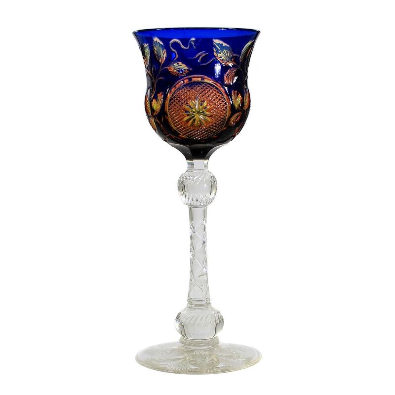 Stem glass with triple overlay, Stevens &amp; Williams around 1900