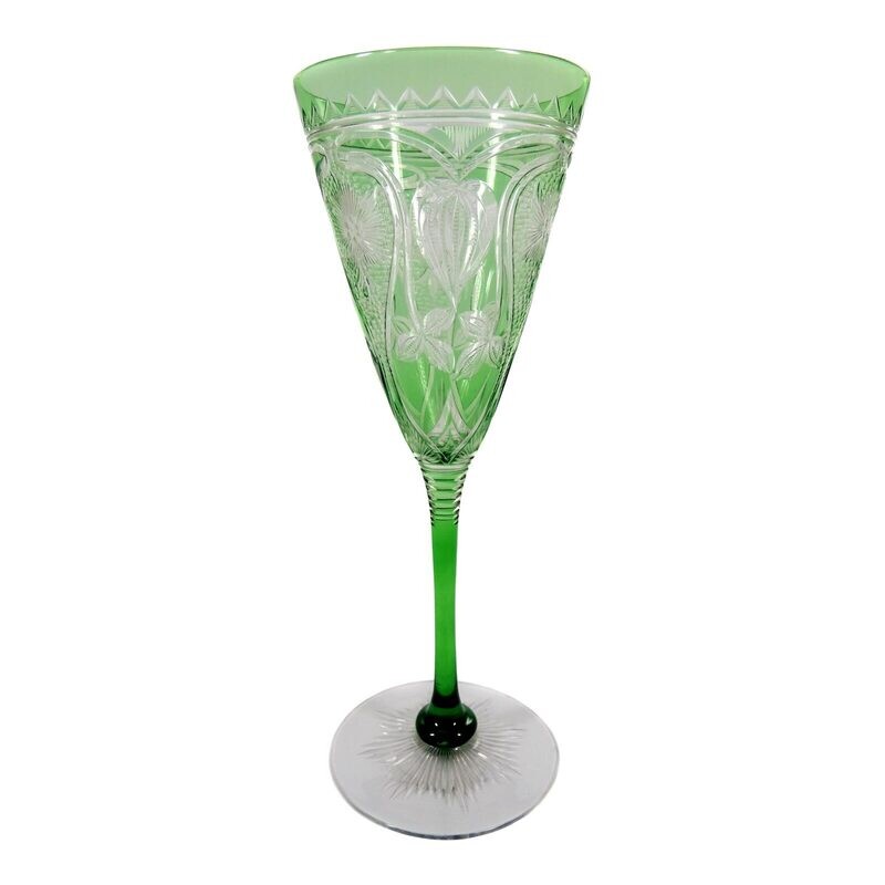 Stem glass with floral decorative cut, Stevens and Williams, 1890