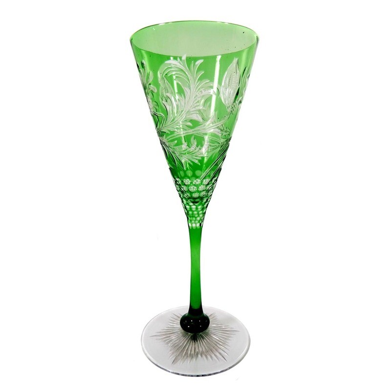 Stem glass with floral decorative cut, Stevens and Williams, 1890