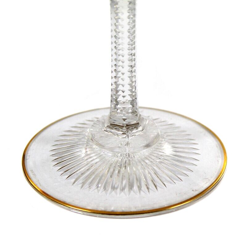 Stem glass with light green overlay and floral decoration, Webb and Sons around 1900