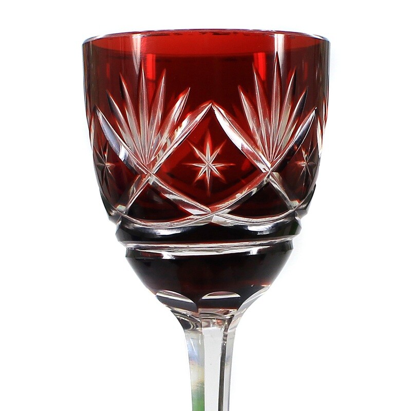 Stem glass with a ruby red cut cup, F. von Poschinger around 1925