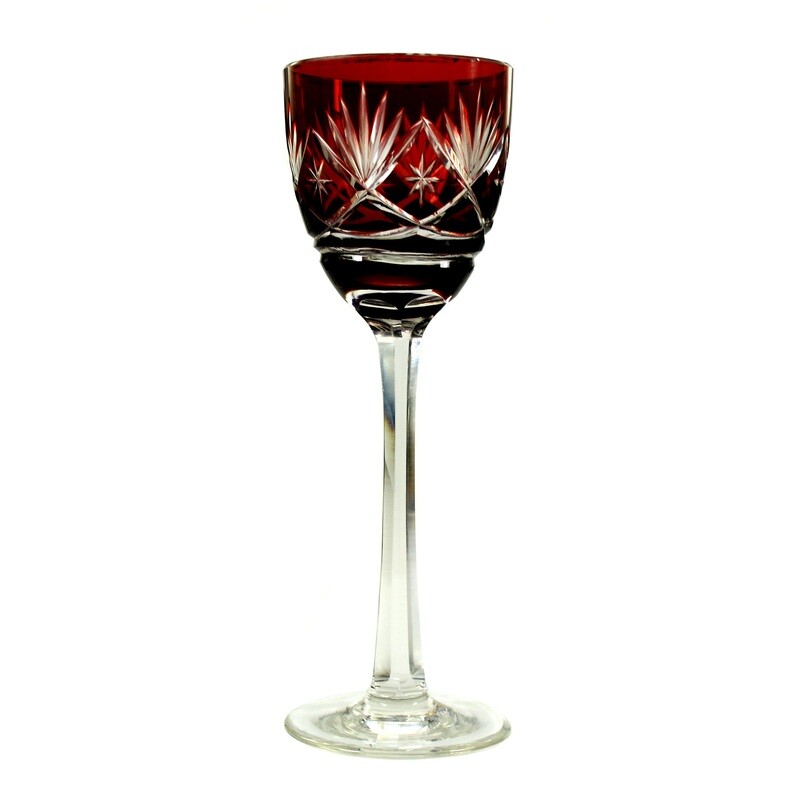 Stem glass with a ruby red cut cup, F. von Poschinger around 1925