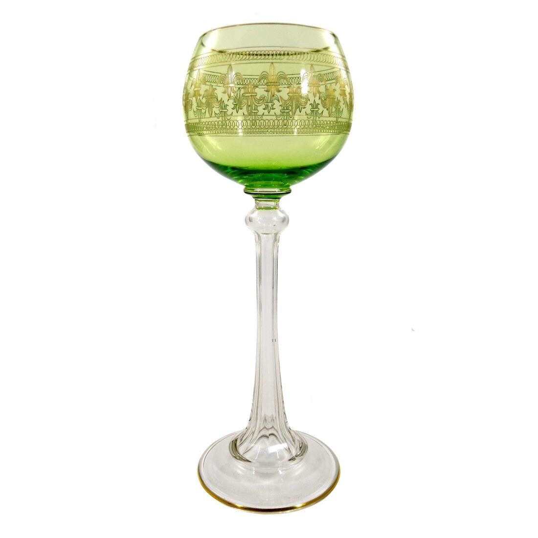 Stem glass with etched lily decoration, Cristallerie Saint Louis, around 1900