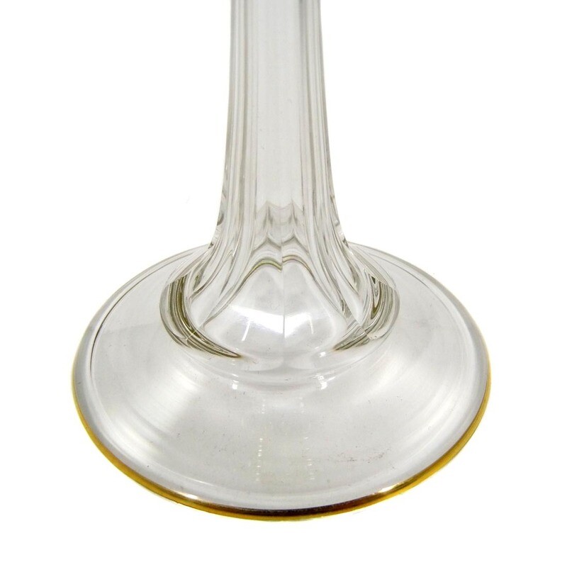 Stem glass with etched lily decoration, Cristallerie Saint Louis, around 1900