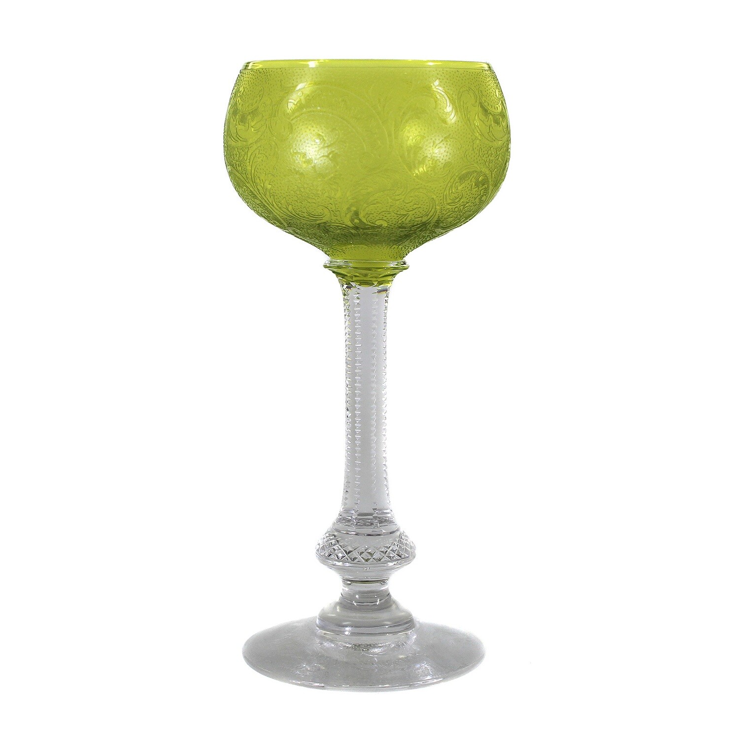Stem glass with etched decoration, Cristallerie Saint Louis, Massenet series around 1900