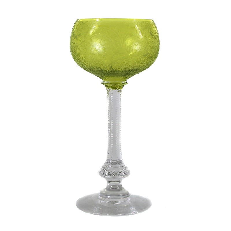 Stem glass with etched decoration, Cristallerie Saint Louis, Massenet series around 1900