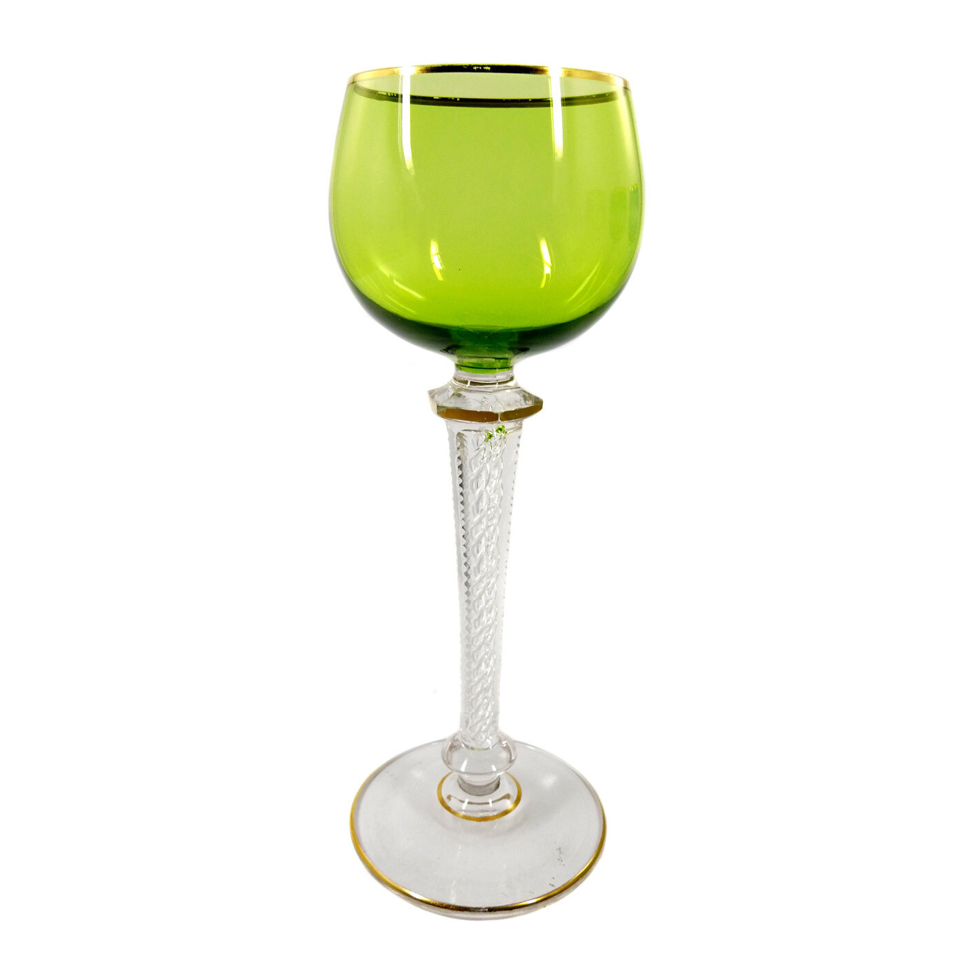 Stem glass with overlay &amp; air filigree, Cristallerie Saint Louis, around 1900
