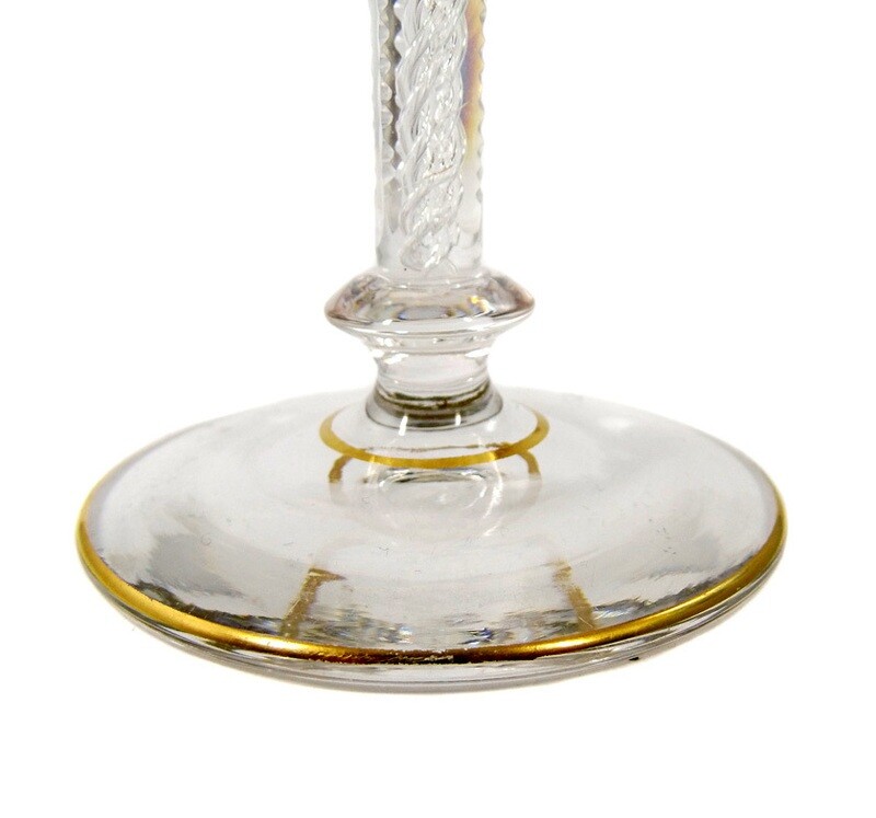 Stem glass with overlay &amp; air filigree, Cristallerie Saint Louis, around 1900